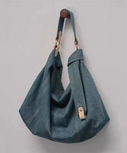 Casual Blue Large Capacity Solid Durable Denim Satchel Handbag