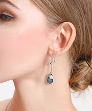 Casual Blue Sterling Silver Crystal Drop Earrings