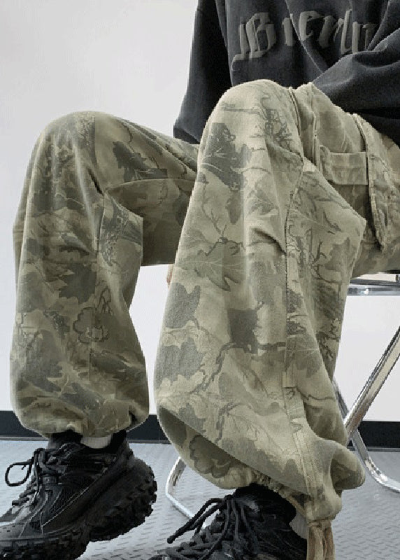 Casual Camouflage Print High Wais Men Denim Pants