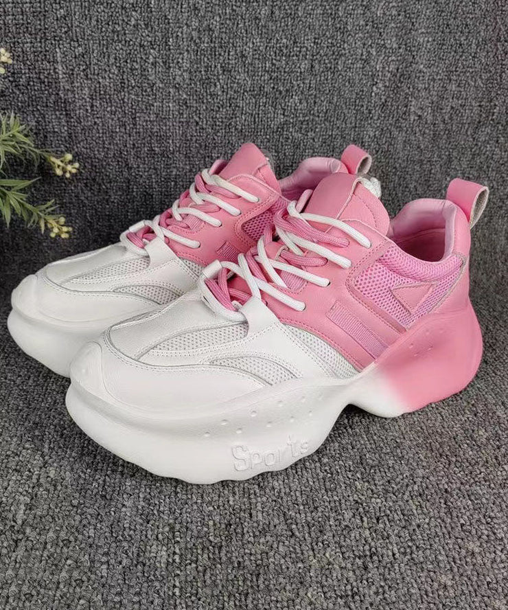 Casual Comfy Gradient Pink Breathable Mesh Platform Sport Shoes