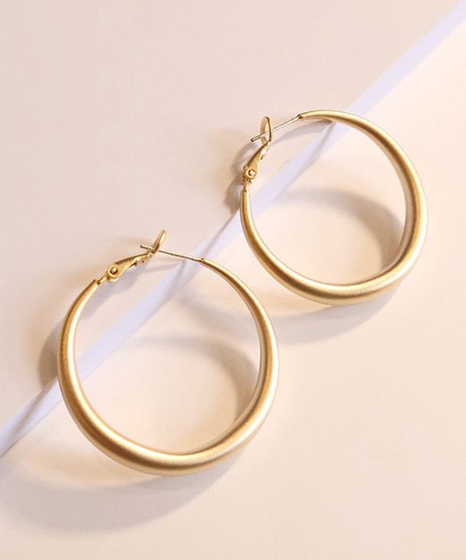 Casual Gold Copper Overgild Round Hoop Earrings