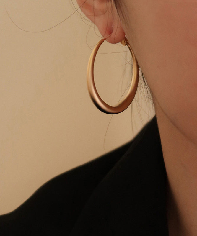 Casual Gold Copper Overgild Round Hoop Earrings