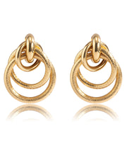 Casual Gold Overgild Circle Cross Connection Hollow out Hoop Earrings