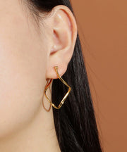 Casual Gold Silver Bending Shape Hoop Earrings