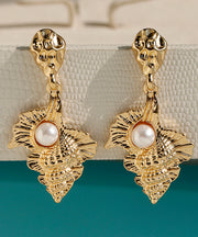 Casual Gold Sterling Silver Overgild Alloy Pearl Drop Earrings