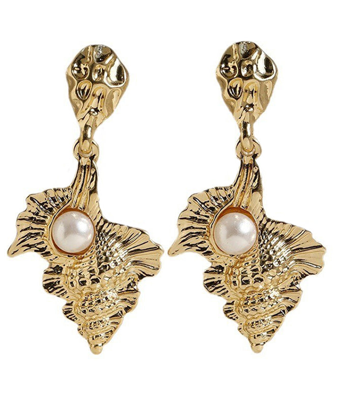 Casual Gold Sterling Silver Overgild Alloy Pearl Drop Earrings