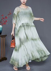 Casual Green Oversized Tie Dye Maxi Dress Summer