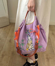 Casual Grey Embroidery Large Capacity Shopping Bag