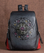 Casual Grey Jacquard Handmade Calf Leather Backpack Bag