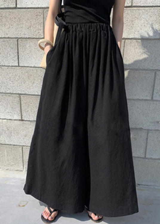 Casual Light Green Elastic Waist Wide Leg Pants Summer