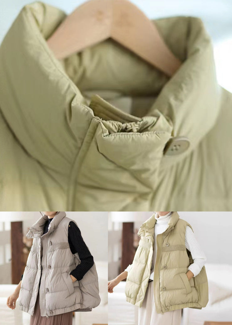 Casual Light Grey Zippered Pockets Cotton Filled Waistcoat Sleeveless