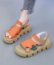 Casual Orange Peep Toe Buckle Strap Splicing Platform Sandals