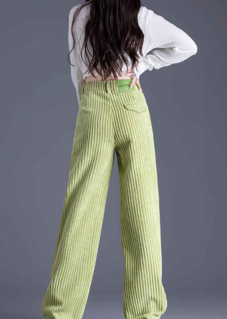 Casual Pink Pockets Corduroy Wide Leg Pants Spring