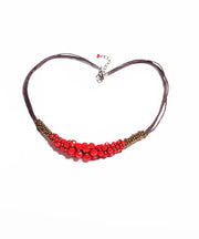 Casual Red Pearl Gratuated Bead Necklace