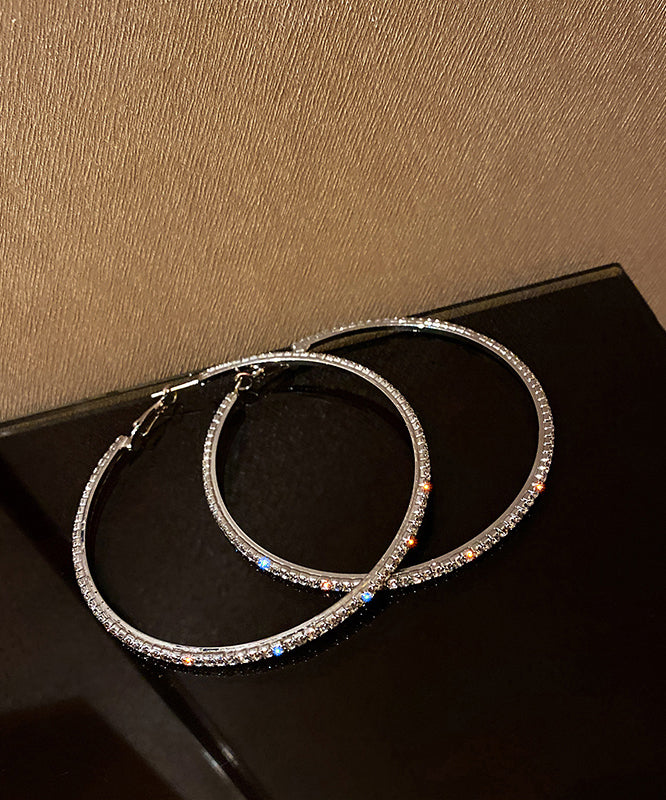 Casual Silk Sterling Silver Alloy Zircon Hoop Earrings