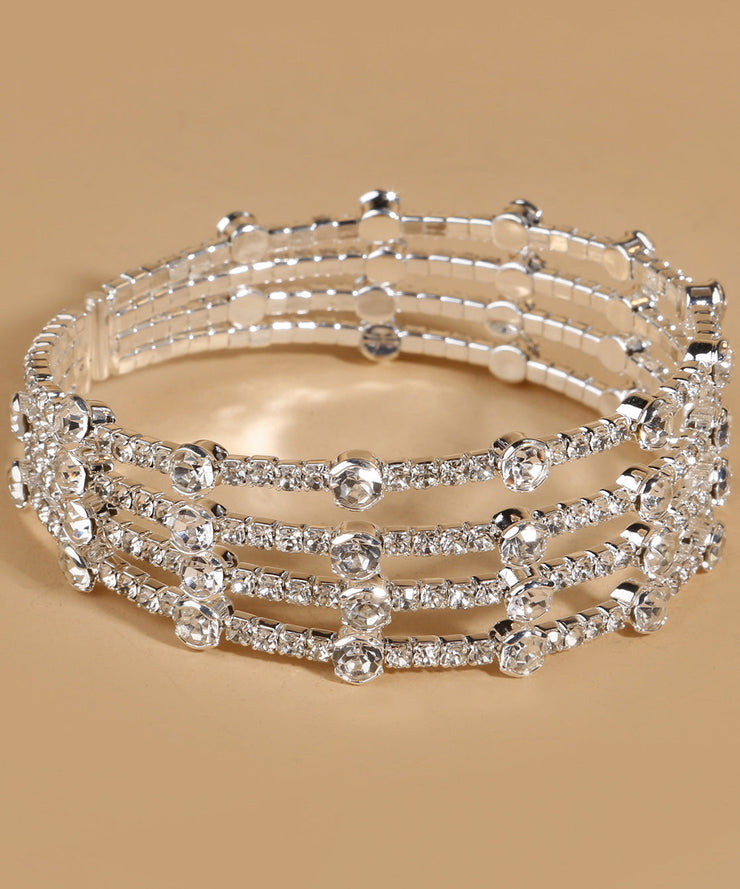 Casual Silk Sterling Silver Alloy Zircon Multilayer Bangle