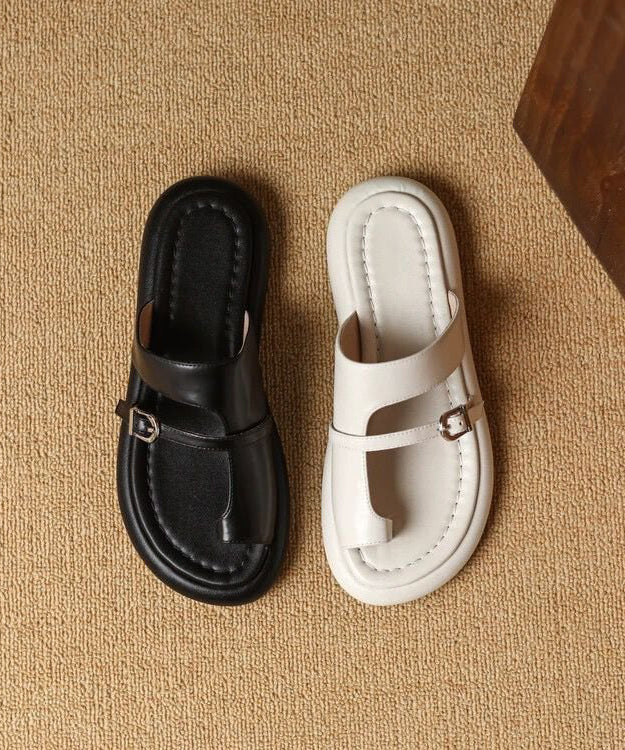 Casual Splicing Hollow Out Black Flip Flops Slide Sandals