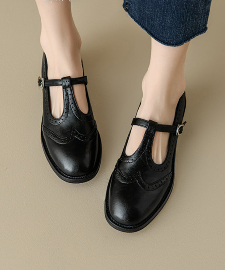 Casual Splicing Loafers For Women Brown Cowhide Leather