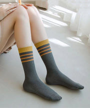 Casual Versatile Striped Cotton Mid Calf Socks