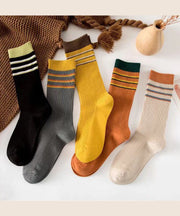 Casual Versatile Striped Cotton Mid Calf Socks