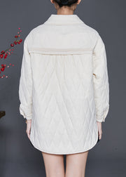 Casual White Oversized Drawstring Duck Down Puffer Jacket Winter