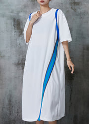 Casual White Oversized Patchwork Cotton Long Dresses Summer