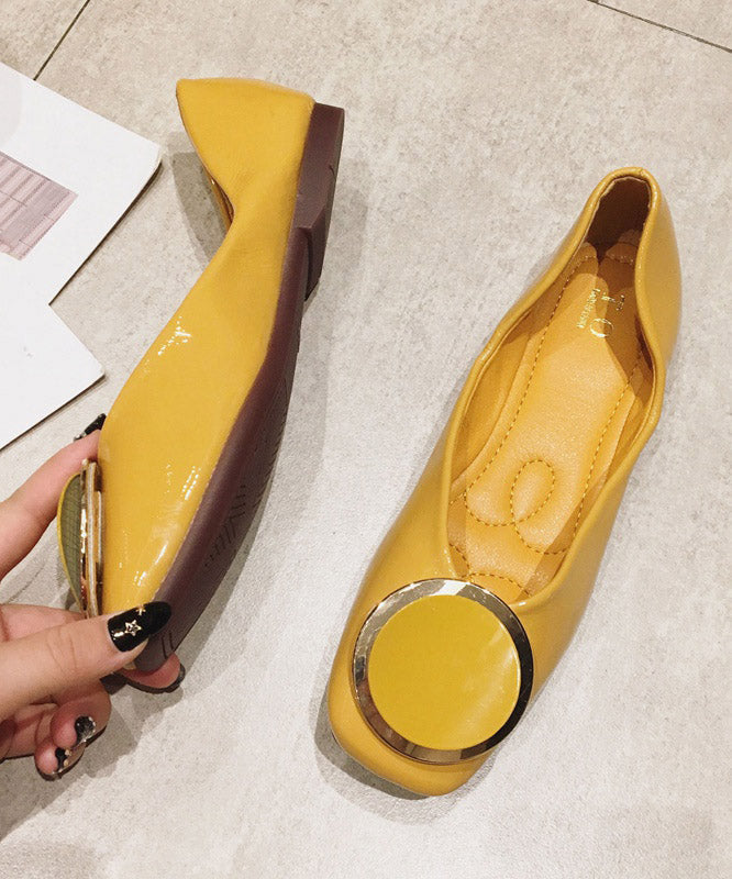 Casual Yellow Faux Leather Splicing Flats Shoes