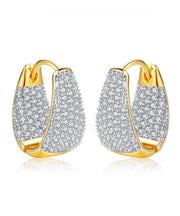 Casual Zircon 14K Gold Beautiful Hoop Earrings