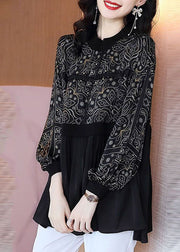 Chic Black Oversized Patchwork Exra Large Hem Chiffon Shirts Spring