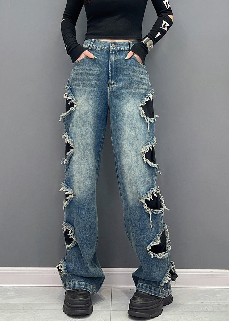 Chic Black Pockets High Waist Denim Pants Spring