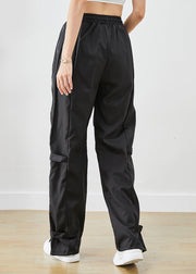 Chic Black Zip Up Patchwork Pockets Spandex Overalls Pants Fall