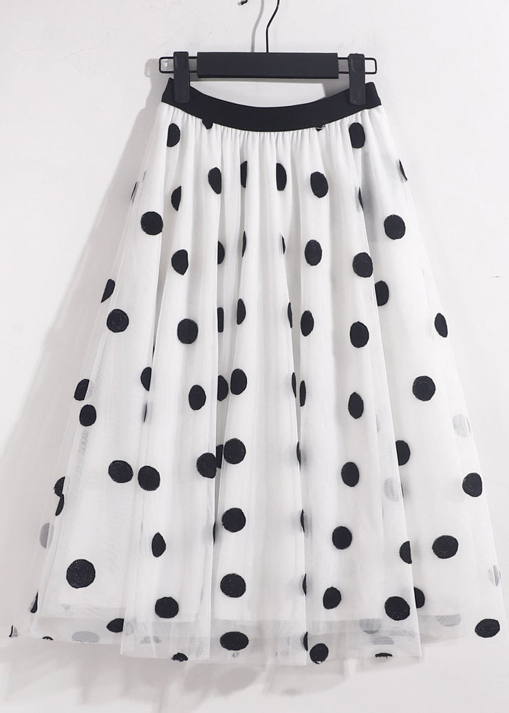 Chic Blue High Waist Oversized Dot Print Tulle Skirt Spring