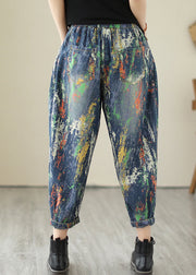 Chic Blue Oversized Graffiti Denim Harem Pants Summer