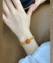 Chic Caramel 14K Gold Beeswax Chalcedony Chain Bracelet