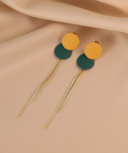 Chic Colorblock Alloy Baking Paint Circular Tassel Drop Earrings