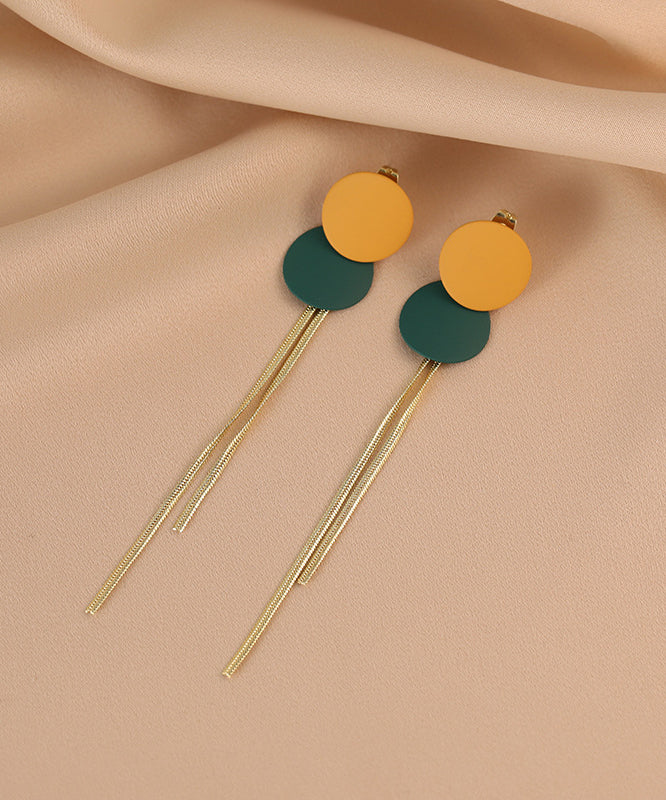 Chic Colorblock Alloy Baking Paint Circular Tassel Drop Earrings