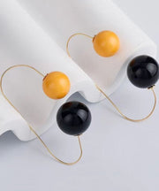 Chic Colorblock Copper Resin Ball Hoop Earrings