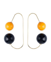 Chic Colorblock Copper Resin Ball Hoop Earrings