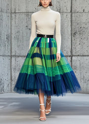 Chic Colorblock Exra Large Hem Tulle Vacation Skirt Summer