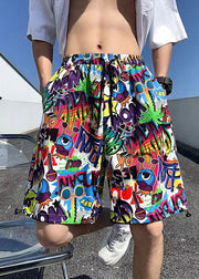 Chic Colorblock Print Pockets Cotton Summer Men Beach Shorts