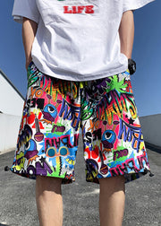 Chic Colorblock Print Pockets Cotton Summer Men Beach Shorts