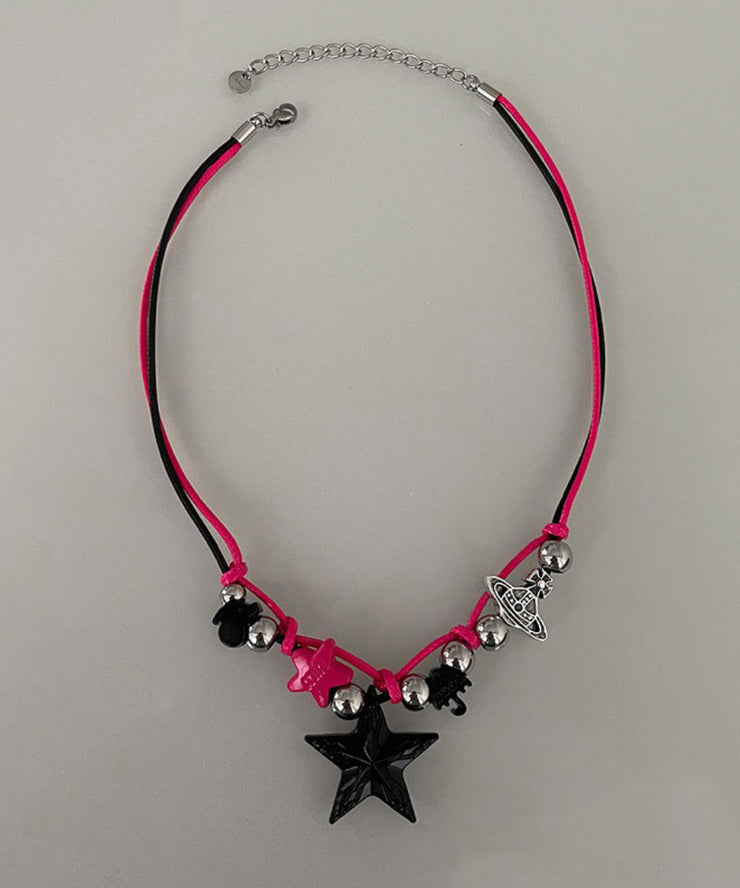 Chic Colorblock Stainless Steel Alloy Star Pendant Necklace