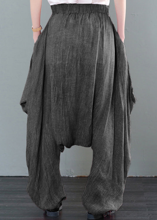 Chic Dark Grey Oversized Tie Dye Pockets Cotton Harem Pants Fall