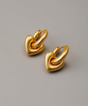 Chic Gold Copper Overgild Removable Love Hoop Earringss