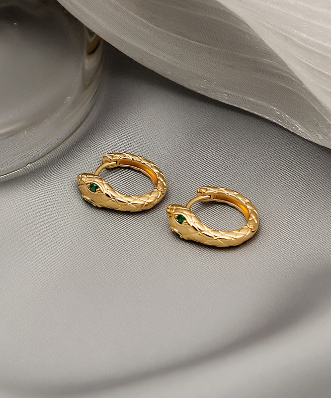 Chic Gold Serpentine Metal Copper Hoop Earrings