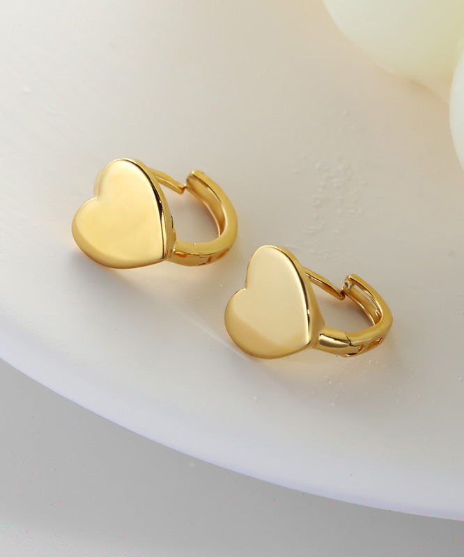 Chic Gold Silver 14K Overgild Heart Hoop Earrings