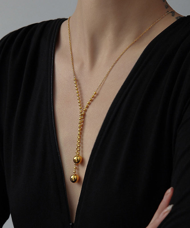 Chic Gold Stainless Steel Sphericity Tassel Pendant Necklace