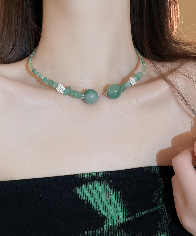 Chic Green Alloy Gem Stone Zircon Beading Choker