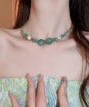 Chic Green Alloy Gem Stone Zircon Beading Choker