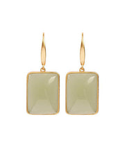 Chic Green Ancient Gold Jade Drop Earrings